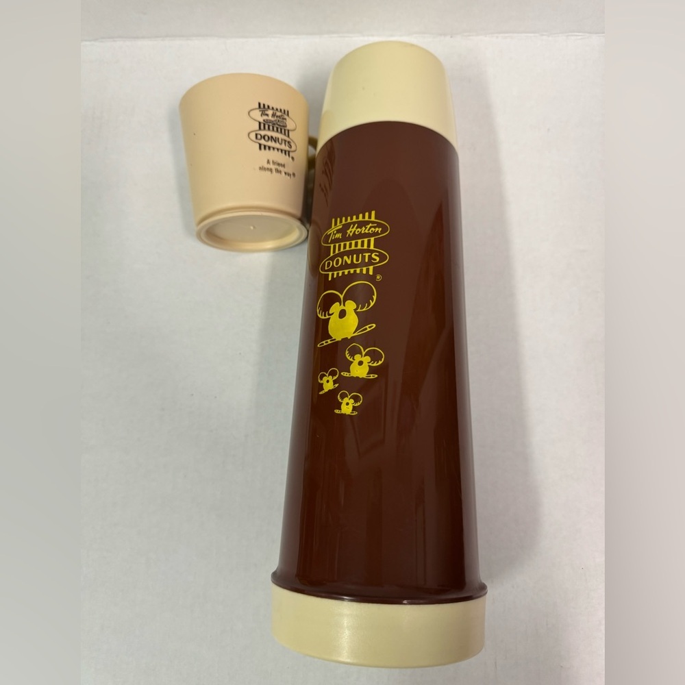 Vintage 1980’s Tim Hortons Thermos Timbits container travel with bonus cup